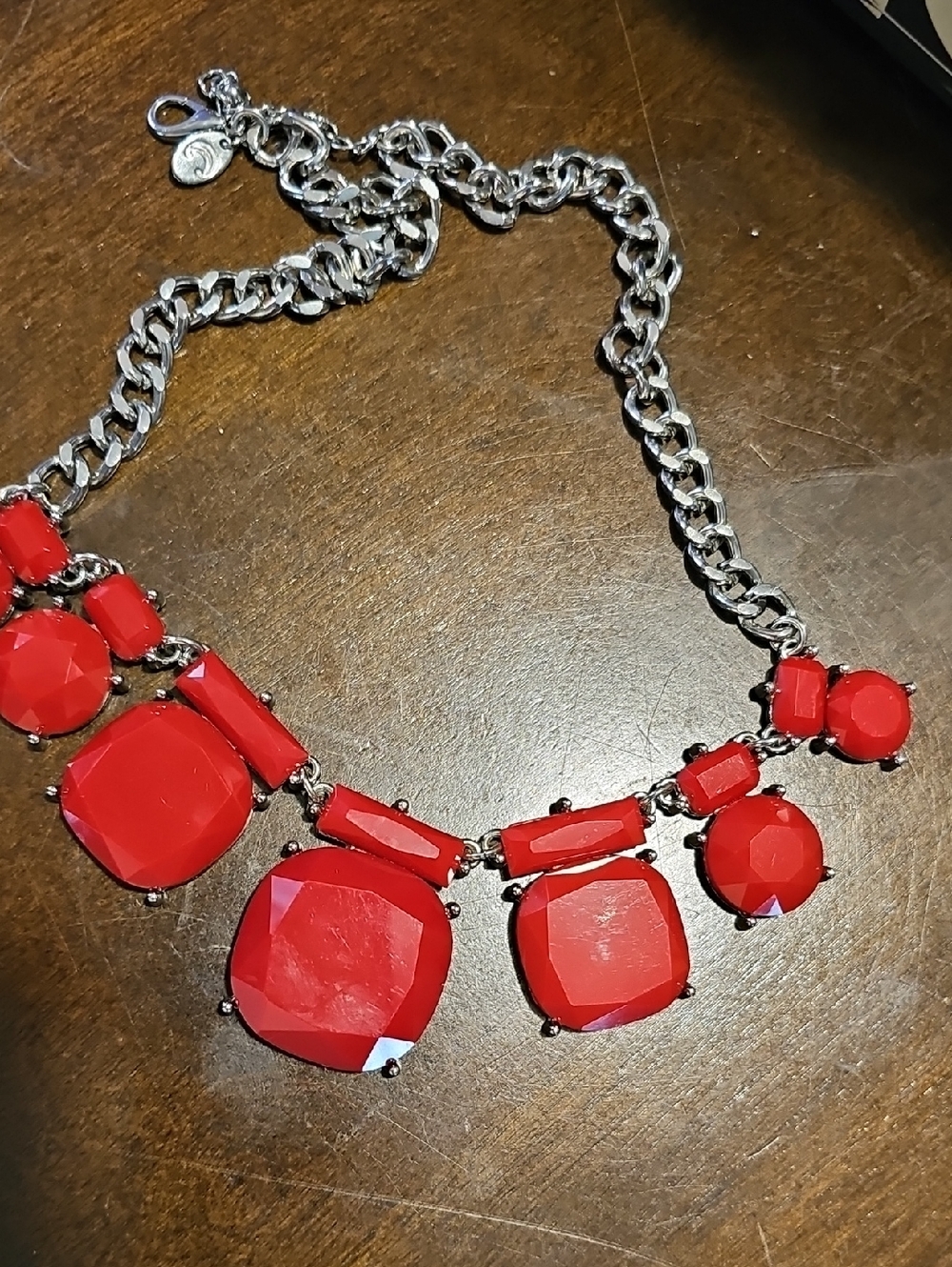 Charming Charlie Bold Red Gemstone Statement Necklace